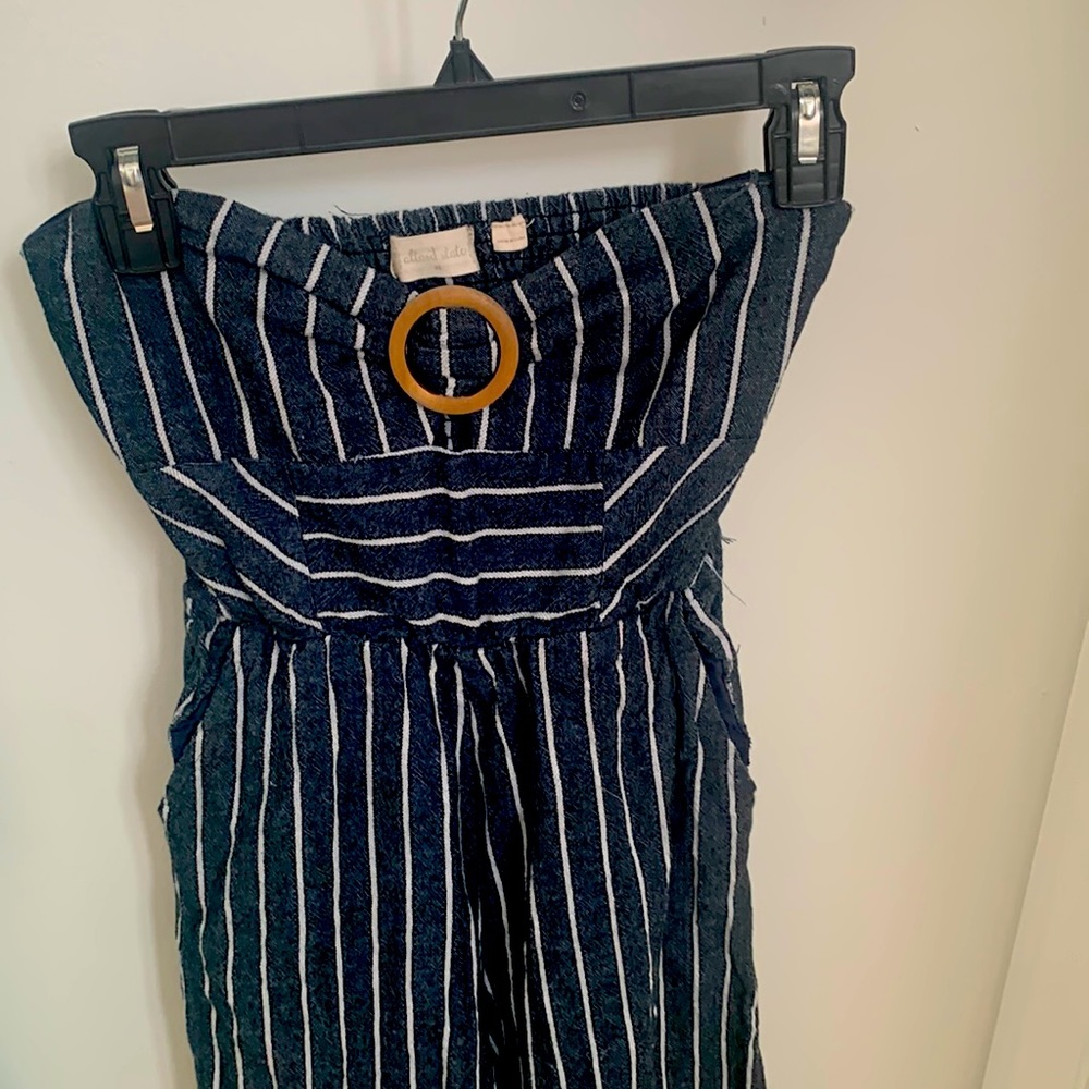 Strapless altard state romper with pockets